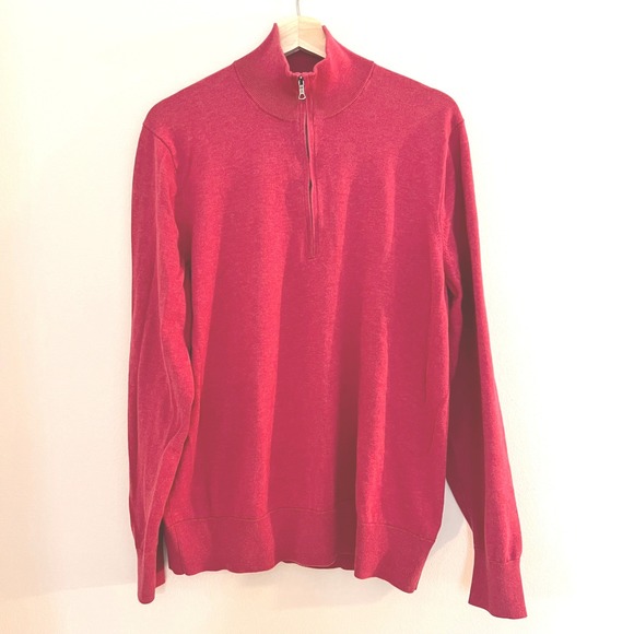 Brooks Brothers Other - Brooks Brothers Mens Red 100% Supima Cotton Quarter Zip Preppy Sweater‎ Large L